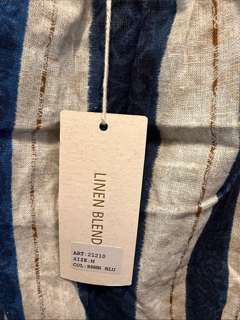 Striped Navy and Cream Off-Shoulder Crop Top - Picture 4 of 8